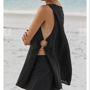 DISSH LOVATO BLACK LINEN RING TUNIC TOP